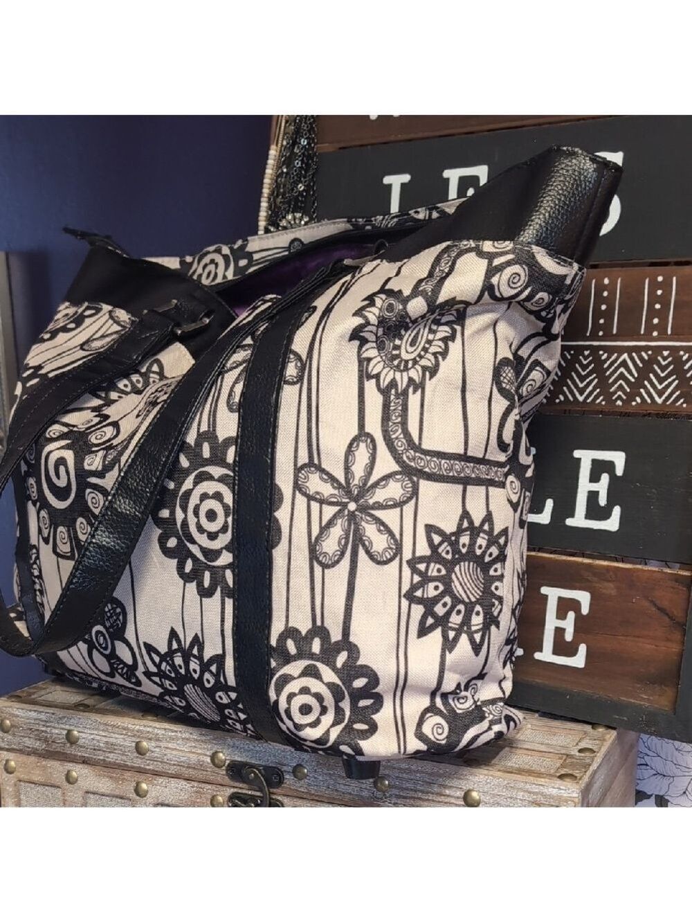Paisley Print & Purple Liner Travel Bag By American Tourister - Picture 4 of 16